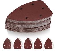 FBANULPEX Fogli abrasivi a Triangolo 50 Pezzi di Carta vetrata for levigatrice Mouse Detail/80/120/180/240 Grana con Gancio e Passante 140 mm, Dischi abrasivi triangolari