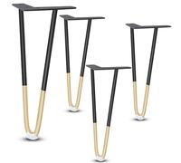 FBANULPEX Gambe per mobili industriali per impieghi gravosi, Set di 4 gambe a forcina in metallo con piedini in gomma e viti, multicolore, dimensioni multiple(Gold,60cm/23.6in)