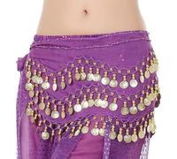 FBANULPEX Gonna di Danza del Ventre in Chiffon | Multicolor 57,08x9,45 pollici for spettacoli di danza e lezioni di fitness(Purple)