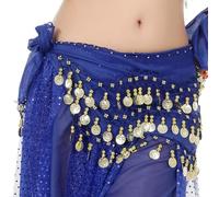 FBANULPEX Gonna di Danza del Ventre in Chiffon | Multicolor 57,08x9,45 pollici for spettacoli di danza e lezioni di fitness(Blue)
