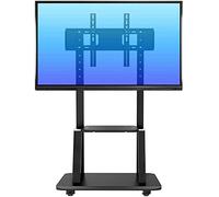 FBANULPEX Mobile TV girevole e regolabile in altezza, Supporto da pavimento for TV mobile con vassoio a 2 strati for TV da 55-75 pollici, nero, altezza 173-185 cm(173cm)