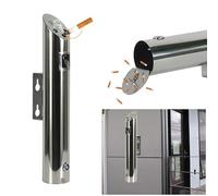 FBANULPEX Porta Sigarette da Parete, Posacenere pubblico Posacenere da Parete in Acciaio Inox for Esterni Posacenere cilindrico Cestino for Cenere di Sigaretta con Serratura(46X7.5CM)