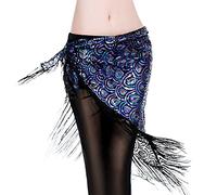 FBANULPEX Sciarpa for Anca di Danza del Ventre in Chiffon e Metallo | Spettacoli di danza multicolore: Party Fitness(Dark blue)