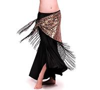 FBANULPEX Sciarpa for Anca di Danza del Ventre in Chiffon e Metallo | Spettacoli di danza multicolore: Party Fitness(Gold)