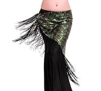FBANULPEX Sciarpa for Anca di Danza del Ventre in Chiffon e Metallo | Spettacoli di danza multicolore: Party Fitness(Green)