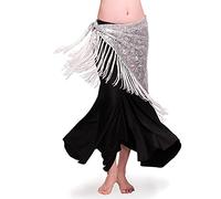 FBANULPEX Sciarpa for Anca di Danza del Ventre in Chiffon e Metallo | Spettacoli di danza multicolore: Party Fitness(Silver)