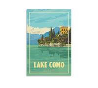 Fbaoda Lago di Como - Poster su tela, motivo: Vitger, decorazione artistica da parete, per camera da letto, ufficio, decorazione artistica da parete, stile rustico, decorazione per la casa e il