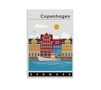 Fbaoda Poster di Copenaghen, Danimarca, stampa artistica da parete su tela, stampa artistica da parete, per camera da letto, ufficio, stile rustico, decorazione per la casa e il soggiorno, 20 x 30 cm