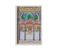 Fbaoda Poster di Granada Spagna Vitger, stampa artistica da parete su tela, decorazione artistica da parete per camera da letto, ufficio, decorazione rustica, per la casa e il soggiorno, 30 x 45 cm