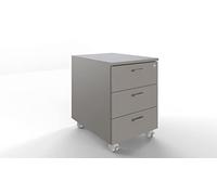 FBasic Cassettiera in legno su ruote 3 cassetti con serratura - Stone Grey - 42x55x57 cm