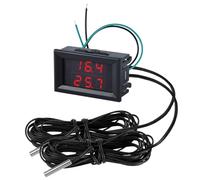 FBBULES Termometro Digitale con 2 Sonde Impermeabili Misuratore di Temperatura a Doppio Display LED DC 4-28V Monitor di Temperatura da Laboratorio Acquario -55～120℃, Cavo: 3m, Rosso&Rosso