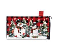 FBCOO Copertura magnetica per cassetta postale con pupazzo di neve di Natale, dimensioni standard 52,1 x 45,7 cm, albero di Natale, bufalo plaid cardinale, decorazione per la cassetta delle lettere