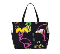 FBGHHTY Ananas Banana Flamingo Stampa Impermeabile Spiaggia Borsa da Viaggio Leggero Estate Vacanze Campeggio Attività All'aperto