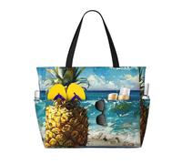 FBGHHTY Ananas by The Sea Print Borsa da viaggio impermeabile da spiaggia leggera per vacanze estive campeggio attività all'aperto