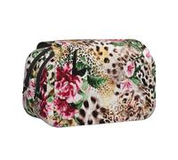 FBGHHTY Animal Tiger Leopard Print Rose Flower Print Convenience Pen Case Cute Zipper Pouch Makeup Stationery Organizer Viaggi Ufficio