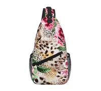 FBGHHTY Animal Tiger Leopard Print Rose Flower Print Fashion Cross Chest Zaino leggero per escursionismo Borsa a tracolla quotidiana