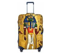 Fbghhty Antico Egitto Tribe Serie Stampa Universale Valigia Copertura per Viaggio Elastico Lavabile Copertura di Viaggio Protezione Dei Bagagli, Nero , L