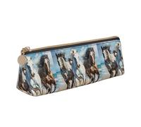 FBGHHTY Astuccio per studenti con stampa artistica di cavalli che corrono grande capacità, astuccio triangolare, per tutti i giorni, scuola, università