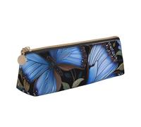 FBGHHTY Astuccio per studenti con stampa di farfalle blu, grande capacità, triangolare, per uso quotidiano, scuola e università