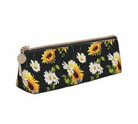 FBGHHTY Astuccio per studenti con stampa di girasoli e camomilla, grande capacità, triangolare, per tutti i giorni, scuola, università