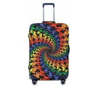 Fbghhty Bear Dancing Tie Dye Print Copertura universale per valigia da viaggio elastica lavabile copertura da viaggio protezione bagagli, Nero , M