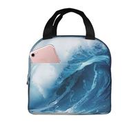 FBGHHTY Big Ocean Wave HD Print Funzionalità Lunch Bag Sacchetto Riutilizzabile Tenere il cibo caldo Scuola Picnic Adulti Bambini