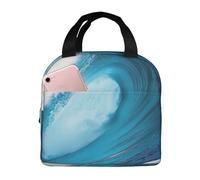 FBGHHTY Big Ocean Wave HD Print Funzionalità Lunch Bag Sacchetto Riutilizzabile Tenere il cibo caldo Scuola Picnic Adulti Bambini