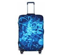 Fbghhty Blue Musical Notes Stampa Universale Valigia Cover per Viaggio Elastico Lavabile Copertura di Viaggio Protezione Dei Bagagli, Nero , XL