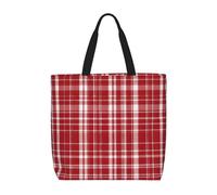 FBGHHTY Borsa a tracolla di grande capacità con stampa scozzese rossa e nera per le donne riutilizzabile leggera pendolarismo quotidiano Tote