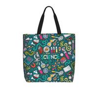 FBGHHTY Borsa a tracolla leggera con stampa a tema scienza dei cartoni animati, borsa comoda riutilizzabile ecologica per la spesa, viaggi, spiaggia, lavoro