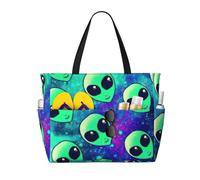 FBGHHTY Borsa da viaggio impermeabile con stampa aliena verde leggera per vacanze estive campeggio attività all'aperto