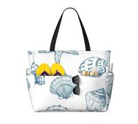 FBGHHTY Borsa da viaggio impermeabile con stampa di stelle marine e conchiglie, leggera, per vacanze estive, campeggio, attività all'aperto