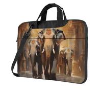 FBGHHTY Borsa funzionale del computer portatile della stampa degli elefanti asiatici sveglio e leggero per il vario computer portatile, Nero , 14 inch