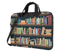 FBGHHTY Borsa funzionale del computer portatile della stampa del topo di biblioteca del fumetto delle borse sveglie e leggere del computer per vari, Nero , 15.6 inch