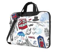 FBGHHTY Borsa funzionale del computer portatile della stampa di Londra borse sveglie e leggere per vari computer portatili, Nero , 14 inch