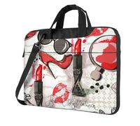 FBGHHTY Borsa funzionale del computer portatile sveglio e leggera della stampa di arte del profumo cosmetico del rossetto per il vario computer portatile, Nero , 14 inch