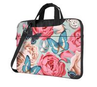 FBGHHTY Borsa funzionale sveglia e leggera del computer portatile della stampa del fiore della farfalla sveglia delle borse per il vario computer portatile, Nero , 13 inch