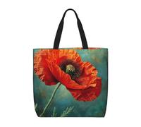 FBGHHTY Borsa leggera con stampa di papaveri, comoda, riutilizzabile, ecologica, per la spesa, viaggi, spiaggia, lavoro