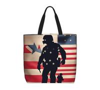 FBGHHTY Borsa leggera con stampa patriottica dei soldati militari americani, borsa comoda e riutilizzabile, ecologica, da viaggio, spiaggia, lavoro