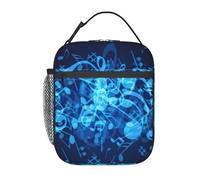 FBGHHTY Borsa per il pranzo con stampa di note musicali blu, elegante, portatile, versatile, per tutte le stagioni, picnic, lavoro, scuola