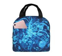 FBGHHTY Borsa per il pranzo con stampa di note musicali blu, riutilizzabile, per mantenere il cibo caldo, scuola, picnic, adulti e bambini