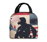 FBGHHTY Borsa per il pranzo con stampa patriottica dei soldati militari statunitensi, borsa riutilizzabile per mantenere il cibo caldo, scuola, picnic, adulti e bambini