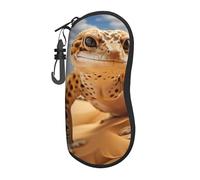 FBGHHTY Borsa per occhiali da sole unisex con stampa leopardata sabbia e geco morbido