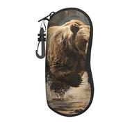 FBGHHTY Borsa per occhiali da sole unisex con stampa orso che corre in morbido guscio versatile custodia per occhiali da sole
