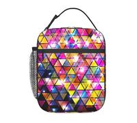 FBGHHTY Borsa portapranzo alla moda con stampa geometrica colorata a triangolo, versatile, adatta per tutte le stagioni, per picnic, lavoro, scuola