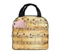 FBGHHTY Borsa portapranzo con stampa con note musicali, riutilizzabile, per mantenere il cibo caldo, scuola, picnic, adulti e bambini