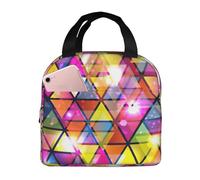 FBGHHTY Borsa portapranzo con stampa geometrica colorata a triangolo, riutilizzabile, per tenere il cibo caldo, scuola, picnic, adulti e bambini