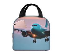 FBGHHTY Borsa portapranzo riutilizzabile con stampa di aeroplano nelle luci della sera, per mantenere il cibo caldo, scuola, picnic, adulti e bambini