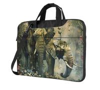 FBGHHTY Borsa sveglia e leggera funzionale del computer portatile della stampa degli elefanti della natura per il vario computer portatile, Nero , 15.6 inch