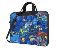 FBGHHTY Borsa sveglia e leggera funzionale del computer portatile della stampa dei pesci tropicali per il vario computer portatile, Nero , 13 inch